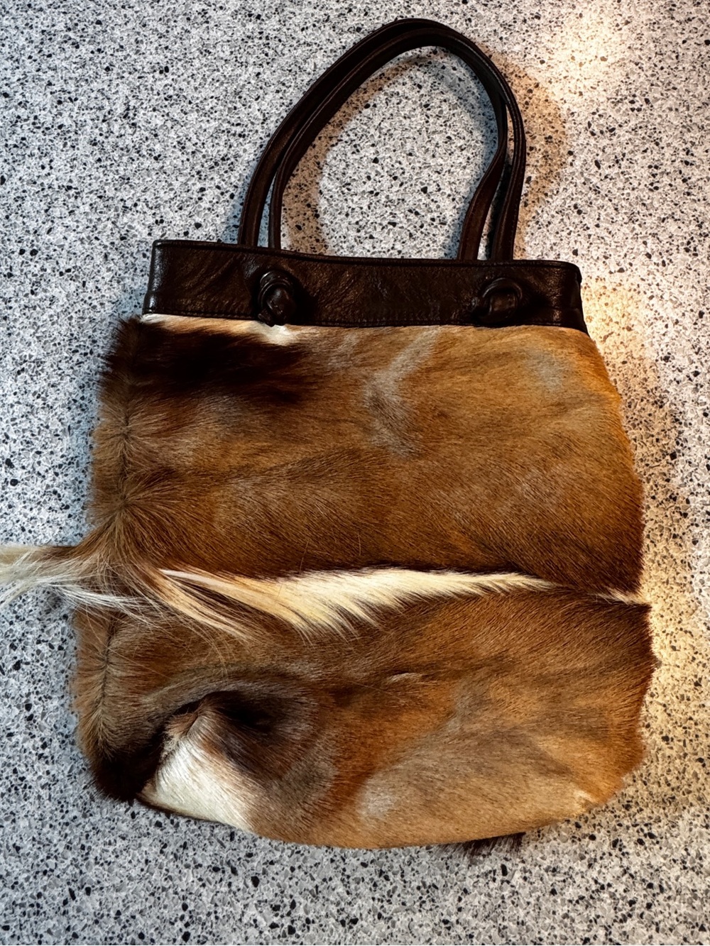 Authentic South African Springbok Hide & Leather Shoulder Bag